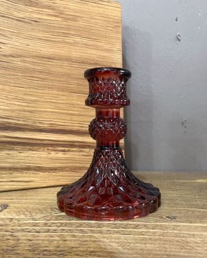 Vampire Red Vintage Glass Candlestick Holder