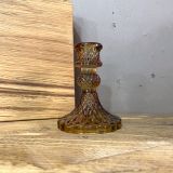 Antique Amber Vintage Glass Candlestick Holder