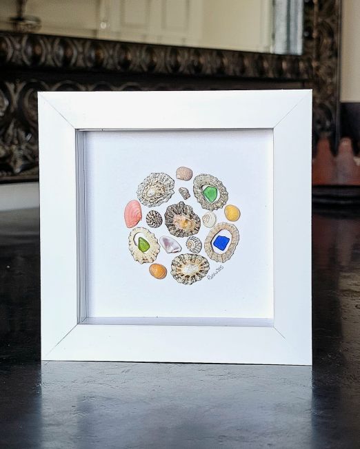 Colourful Sea Glass and Seashell Frame