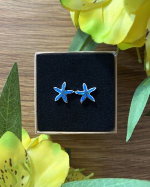 Blue Opalique Starfish Studs