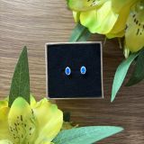Blue Opalique Oval Studs