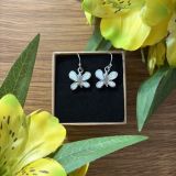 White Opalique Butterfly Earrings