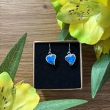 Blue Opalique Heart Earrings