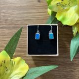 Blue Opalique Rectangular Earrings