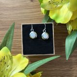 White Opalique Circle Earrings