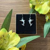 White Opalique Dolphin Earrings
