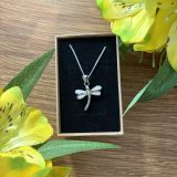 White Opalique Dragonfly Necklace