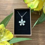 White Opalique Flower Necklace