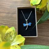 Blue Opalique Dragonfly Necklace