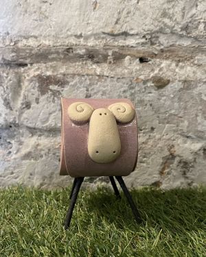 Ceramic Pink Ram Ornament