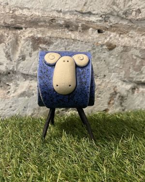 Ceramic Dark Blue Ram Ornament