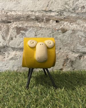 Ceramic Yellow Ram Ornament