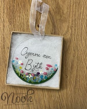 Cymru Am Byth Glass Hanging