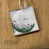 I Love Us Glass Hanging