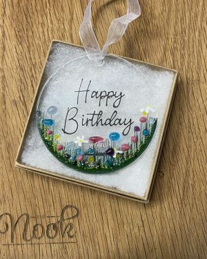 Happy Birthday Glass Hanging