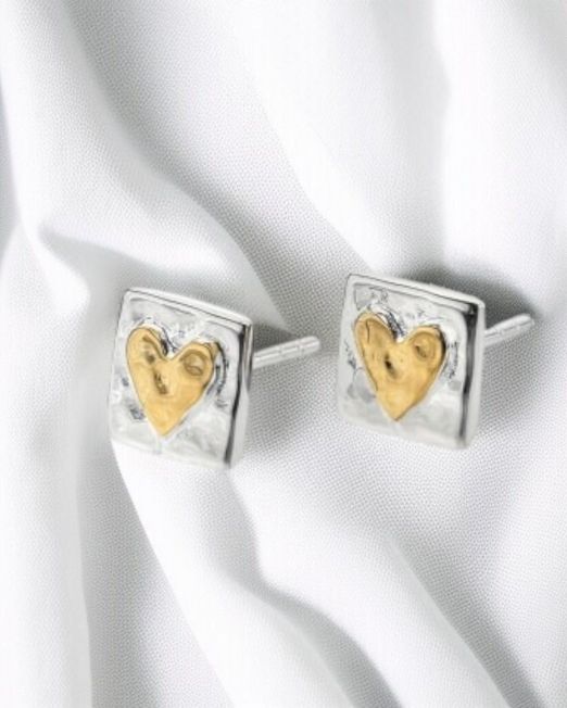 Square Heart Studs