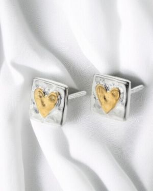 Square Heart Studs