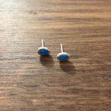 Blue Opalique Oval Studs