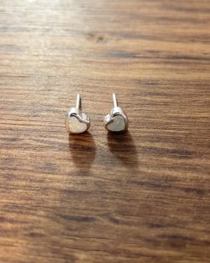 White Opalique Small Heart Studs