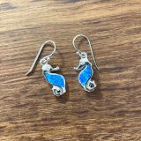Blue Opalique Seahorse Earrings
