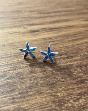 Blue Opalique Starfish Studs