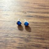 Blue Opalique Small Circle Studs