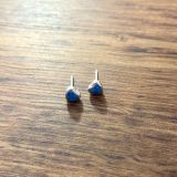 Blue Opalique Small Heart Studs