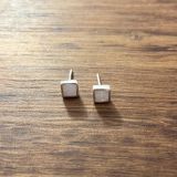 White Opalique Small Square Studs