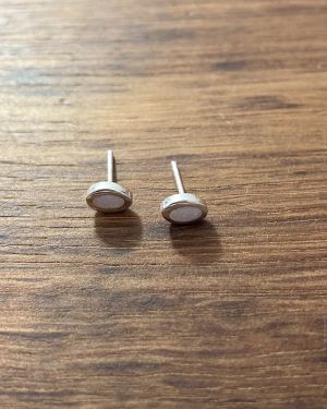 White Opalique Oval Studs