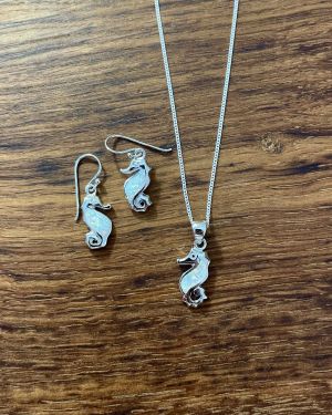 White Opalique Seahorse Jewellery