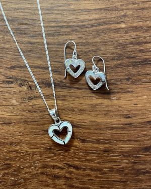 White Opalique Heart Outline Jewellery