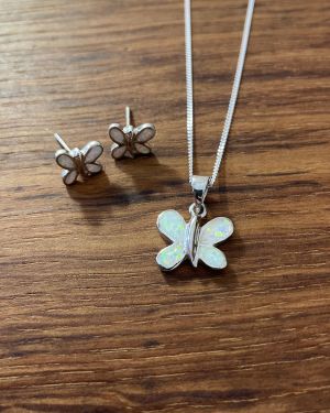 White Opalique Butterfly Jewellery