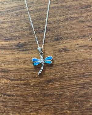 Blue Opalique Dragonfly Necklace