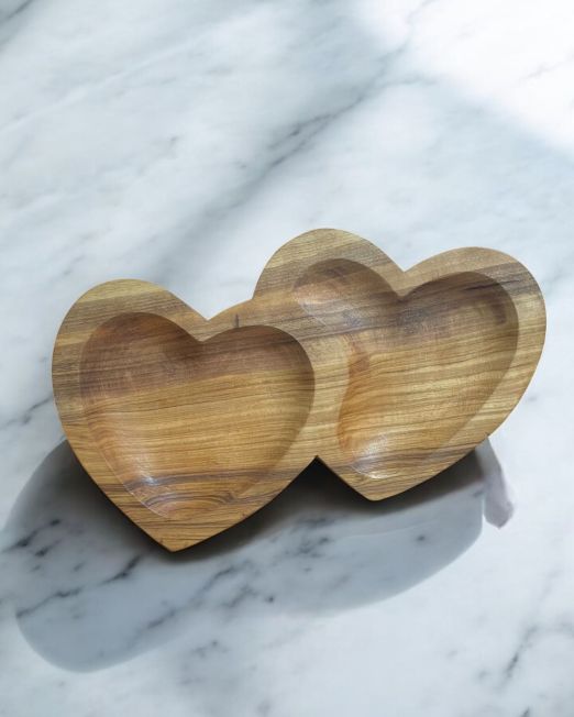 Olivewood Double Heart Dish