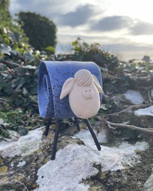 Ceramic Dark Blue Sheep Ornament