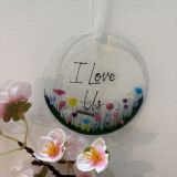 I Love Us Glass Hanging