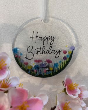 Happy Birthday Glass Hanging