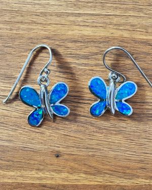 Blue Opalique Butterfly Earrings