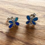 Blue Opalique Butterfly Studs