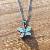 White Opalique Butterfly Necklace
