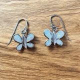 White Opalique Butterfly Earrings