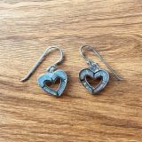 White Opalique Heart Outline Earrings