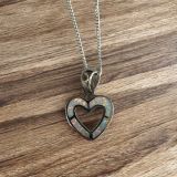 White Opalique Heart Outline Necklace