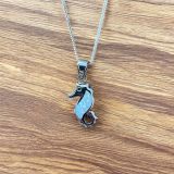 White Opalique Seahorse Necklace