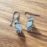 White Opalique Seahorse Earrings