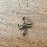 White Opalique Dragonfly Necklace