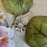Blue Topaz Rippled Circle Necklace