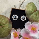 Blue Topaz Rippled Circle Studs