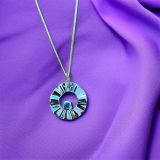 Blue Topaz Rippled Circle Necklace