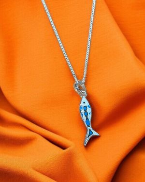 Blue And White Fish Necklace